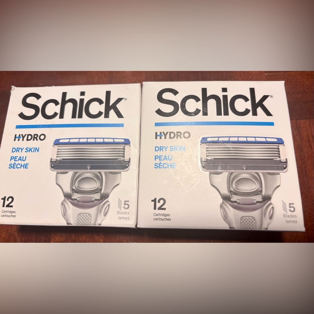 Schick 2 boxes Hydro Razor Blade Refills 12 cartridges BOXES HAVE SMALL DAMAGE